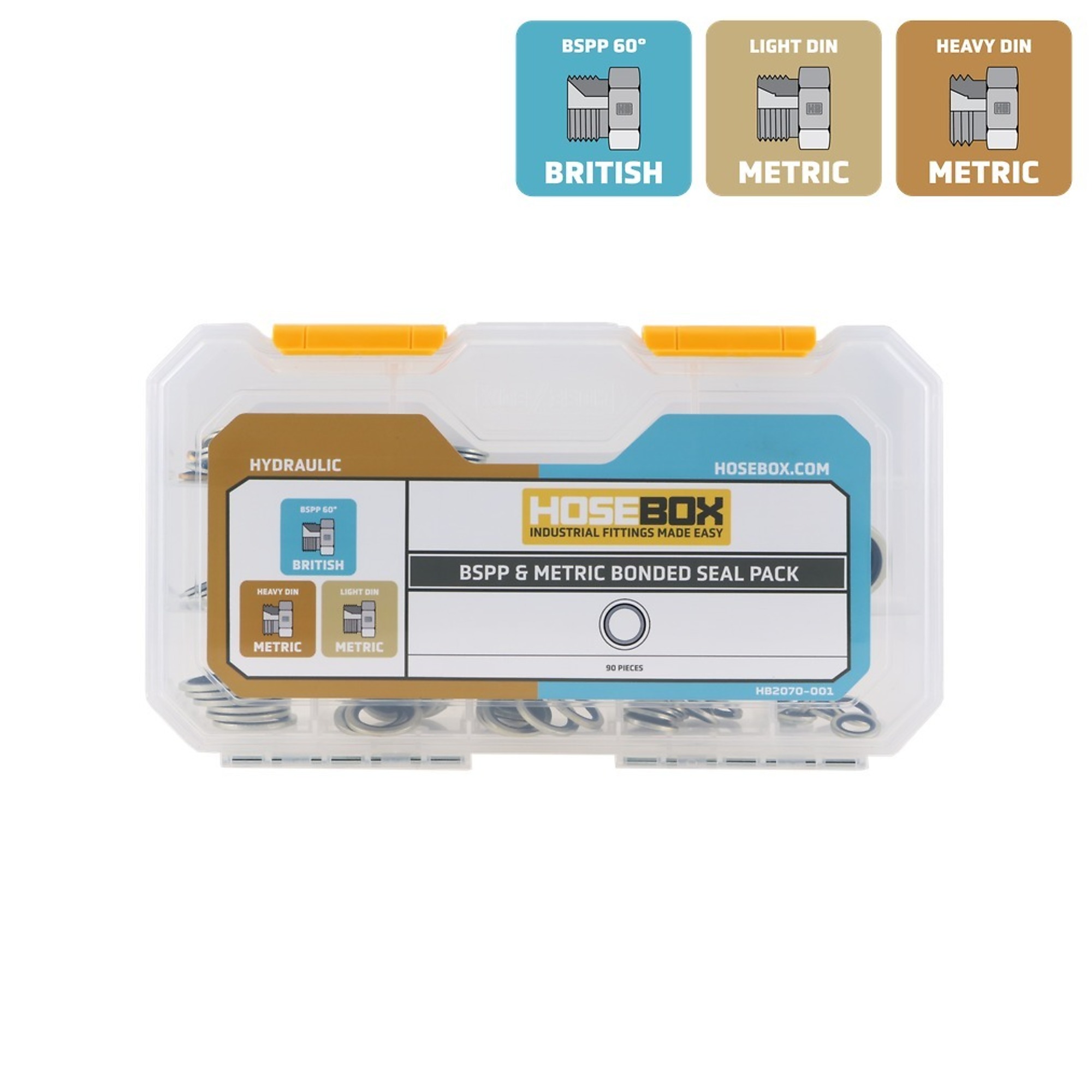 HoseBox BSPP and Metric Bonded Seal Pack, 90 Seals, Model# HB2070-001